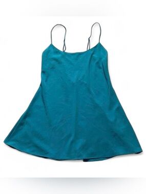 Vintage Y2K Silk & Satin Blue Lingerie Mini Slip Dress Size S